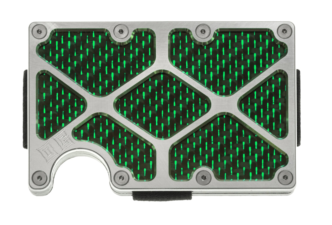 Skeleton GOAT - X-Caliber - Green Reflections - Aluminum / Carbon Fiber Wallet
