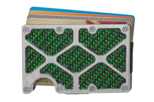 Skeleton GOAT - X-Caliber - Green Reflections - Aluminum / Carbon Fiber Wallet